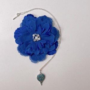 Hot Air Balloon Turquoise & Silver Pendant with Gold & Silver Toned Chain